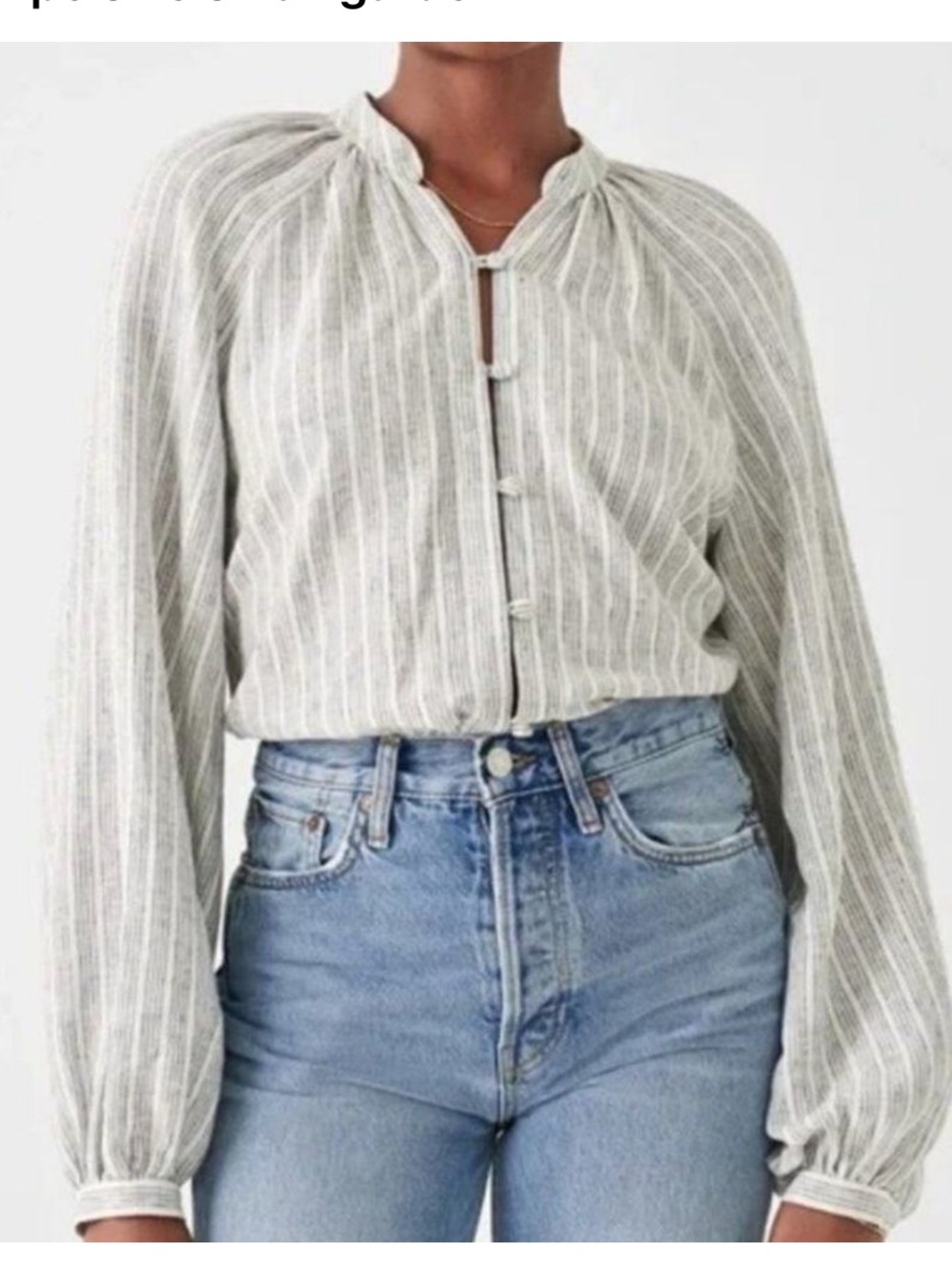 Faherty Naomi Linen Blend Top in Navy Stripe (S)